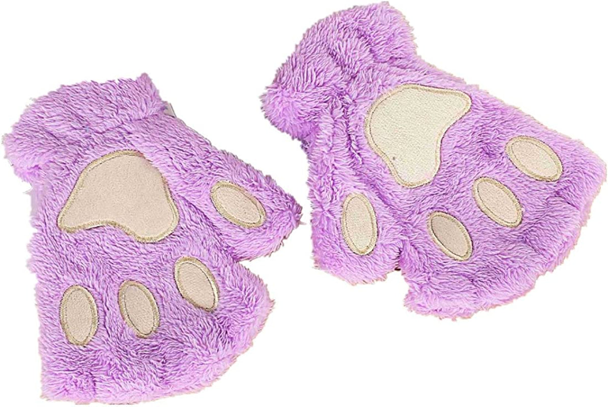 Mizhome Cat Bear Plush Claw Paw Mitten Soft Winter Gloves Costume Apparel & Accessories > Clothing Accessories > Gloves & Mittens MizHome Purple  