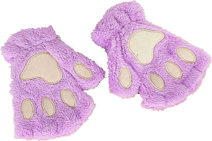 Mizhome Cat Bear Plush Claw Paw Mitten Soft Winter Gloves Costume Apparel & Accessories > Clothing Accessories > Gloves & Mittens MizHome Purple  