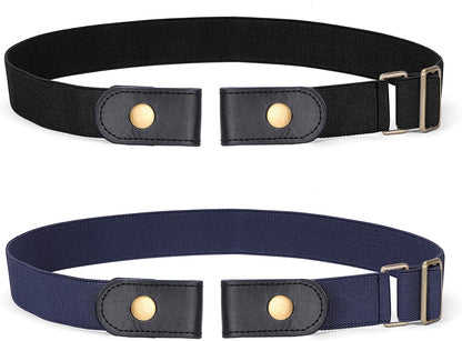 SANSTHS Buckle-Free Elastic Women Belt for Jeans without Buckle, Comfortable Invisible Belt No Bulge No Hassle Apparel & Accessories > Clothing Accessories > Belts SANSTHS E-black+blue Fit pants 22"-34" 