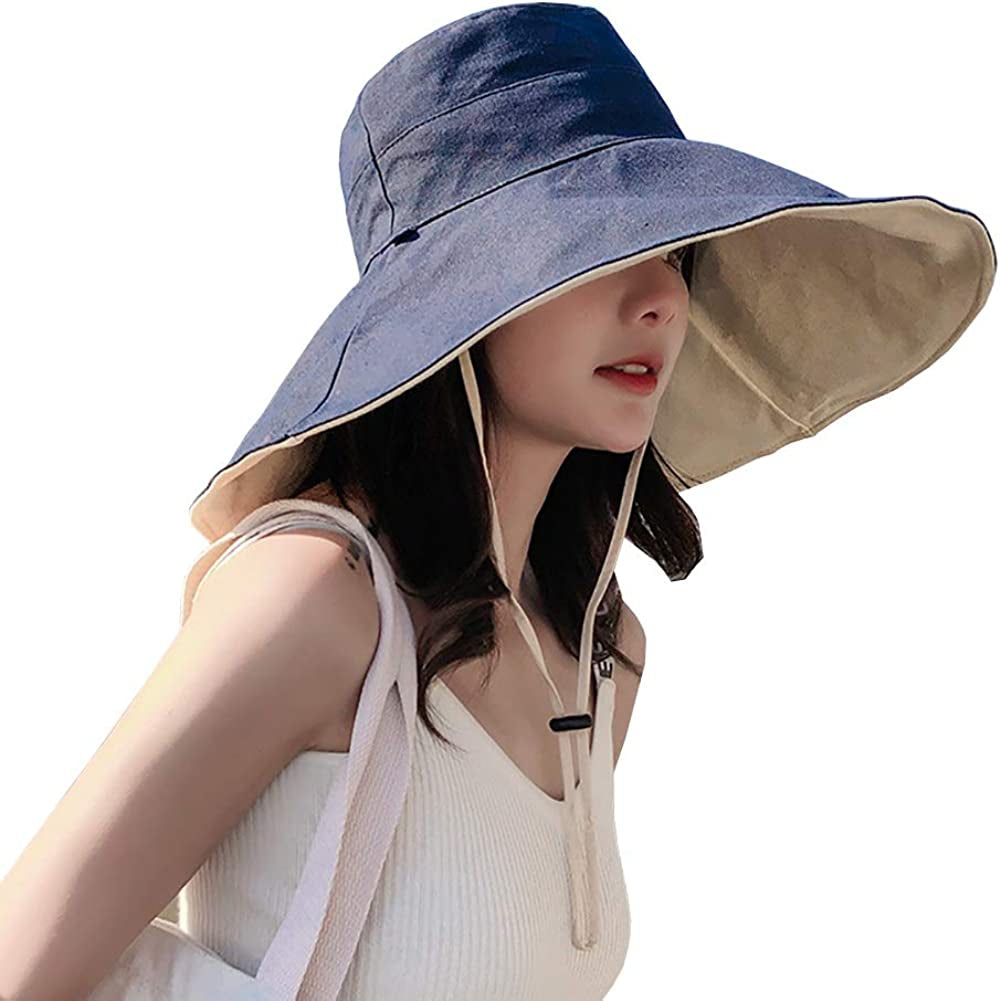 Farodor Women'S Packable Reversible Bucket Hat UV Sun Protection Wide Brim Summer Beach Cap Apparel & Accessories > Clothing Accessories > Hats FaroDor 3navy Blue  