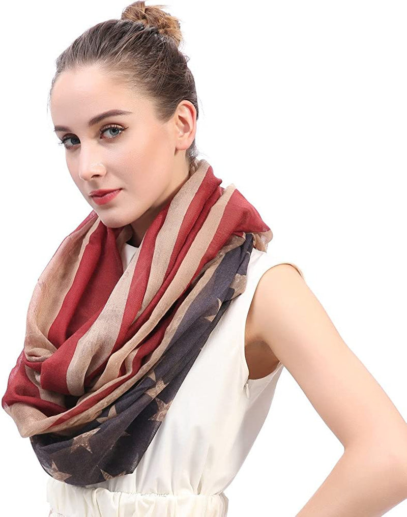 Vintage America Flag Scarf, Unisex Fashion Shawl Scarf, Infinity Shawl Scarf Apparel & Accessories > Clothing Accessories > Scarves & Shawls Tovip   