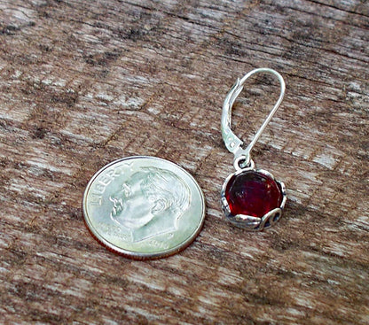 Recycled Vintage 1940'S Red Beer Bottle Sterling Silver Botanical Leverback Earrings Apparel & Accessories > Jewelry > Earrings Bottled Up Designs   