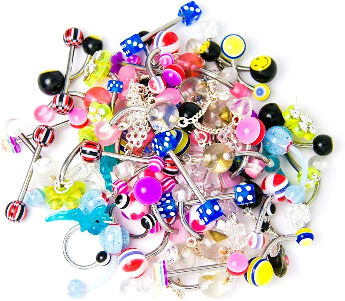 Bodyj4You 120PC Body Piercing Jewelry Kit | CBR BCR Rings Barbells Studs Screws Curved Bars | Belly Button Cartilage Tragus Nose Septum Tongue | 14G 16G 18G 20G Stainless Steel Random Bulk Set Apparel & Accessories > Jewelry > Body Jewelry BodyJ4You   