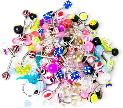 Bodyj4You 120PC Body Piercing Jewelry Kit | CBR BCR Rings Barbells Studs Screws Curved Bars | Belly Button Cartilage Tragus Nose Septum Tongue | 14G 16G 18G 20G Stainless Steel Random Bulk Set Apparel & Accessories > Jewelry > Body Jewelry BodyJ4You   