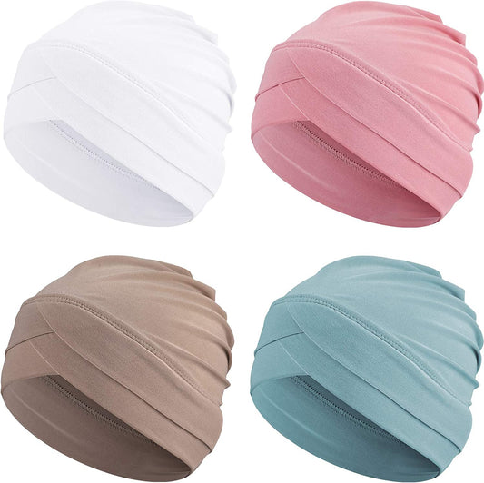 Geyoga 4 Pieces Women Turban Hats Slouchy Sleep Cap Headwrap Headwear Apparel & Accessories > Clothing Accessories > Headwear Geyoga Mint Green, Khaki, White, Light Pink  