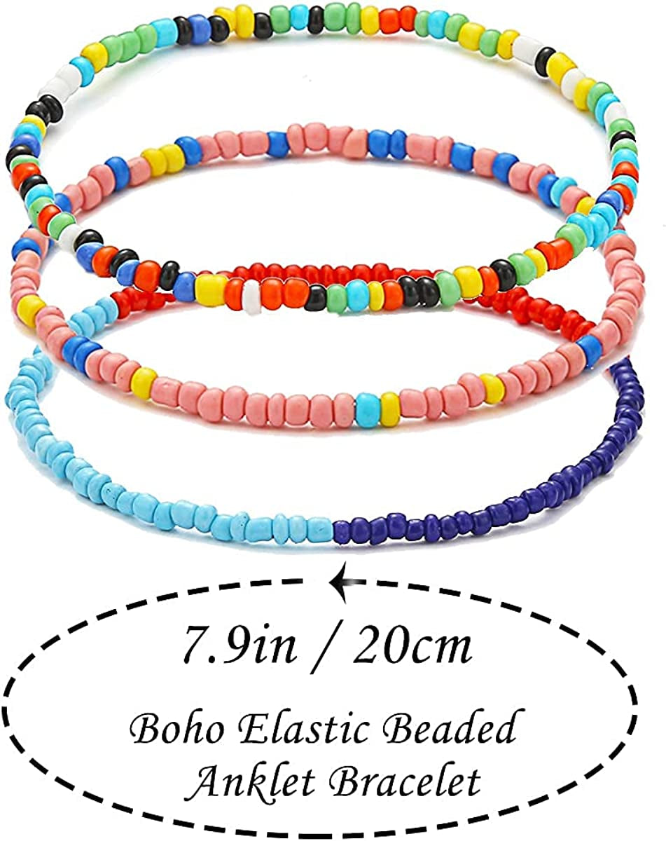 Beaded Evil Eye Anklets for Women Colorful Elastic Lucky Ankle Bracelet Hand-Woven Lucky Anklet Protection Anklet for Family Apparel & Accessories > Jewelry > Anklets Dalinner   
