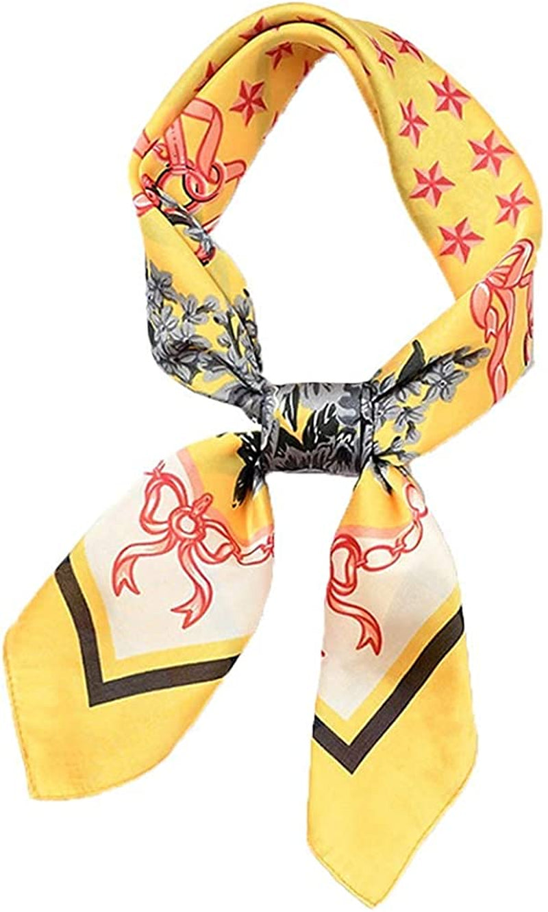 Women'S Fashion Soft Large Satin Square Chiffon Polyester Scarf Set Head Neck Multiuse Solid Colors Available Apparel & Accessories > Clothing Accessories > Bandanas & Headties Persmileful Golden Flower  