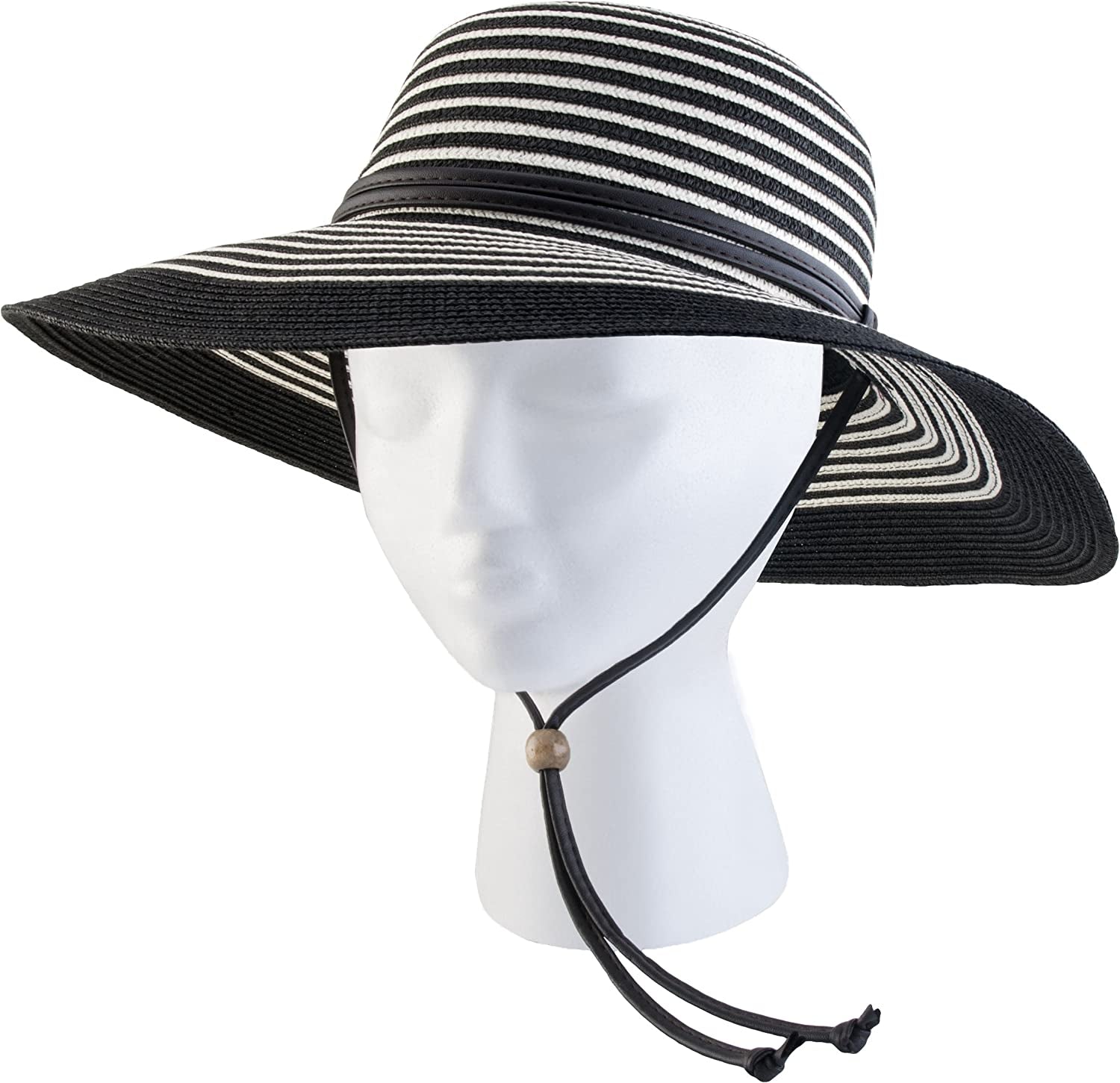 Sloggers Women'S Standard Wide Brim Braided Sun Hat Apparel & Accessories > Clothing Accessories > Hats Sloggers Black White Medium 