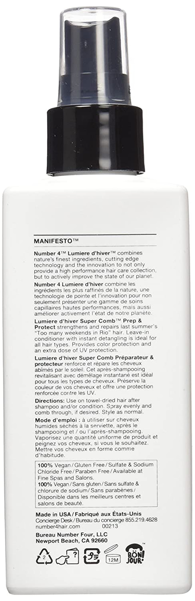 N.4 High Performance Hair Care Lumiere D'Hiver Super Comb Prep and Protect 6.7 Oz Health & Beauty > Personal Care > Hair Care N.4 Super Comb Prep & Protect   