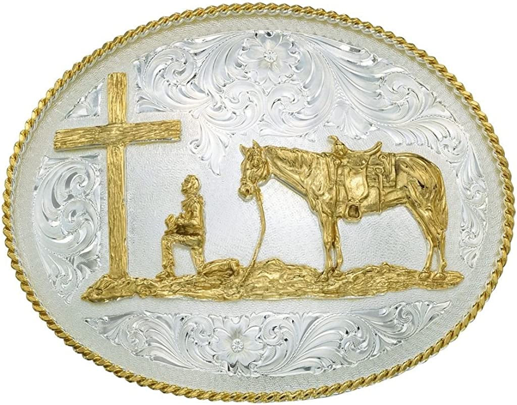 Montana Silversmiths Christian Faith Series Classic Western Buckle, Made in USA Apparel & Accessories > Clothing Accessories > Belt Buckles Montana Silversmiths Western Engraved - Christian Cowboy  