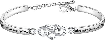 FEELMEM Inspirational Bracelet for Daughter Gifts from Mom You Are Braver Stronger Smarter than You Think Infinity Love Heart Bracelet to My Daughter Gift Apparel & Accessories > Jewelry > Bracelets FEELMEM You're braver-silver  