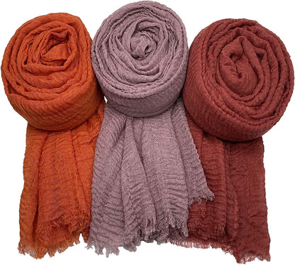 MANSHU 3 PCS Women Soft Scarf Shawl Long Scarf. Apparel & Accessories > Clothing Accessories > Scarves & Shawls MANSHU Rust Red, Bean Paste, Orange Red  