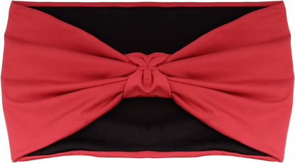 Moko Headband for Women, Versatile Turban Headband Hair Wrap Multi-Style Casual Sports Headwear, Stretchy Breathable Moisture Wicking Microfiber Head Wrap for Workout, Running, Yoga Apparel & Accessories > Clothing Accessories > Headwear MoKo Black with Red Elastic 