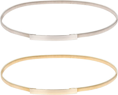 GRACE KARIN Women Skinny Metal Cinch Belt Gold Waistband Elastic Waist Belt CL633 Apparel & Accessories > Clothing Accessories > Belts GRACE KARIN 2 Pieces(gold+sliver) Medium 