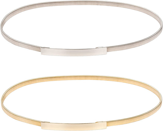 GRACE KARIN Women Skinny Metal Cinch Belt Gold Waistband Elastic Waist Belt CL633 Apparel & Accessories > Clothing Accessories > Belts GRACE KARIN 2 Pieces(gold+sliver) Medium 