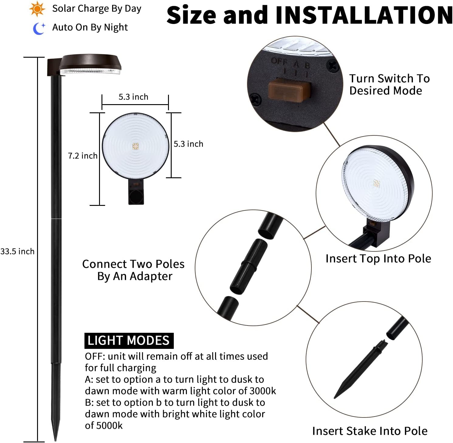 BROICS Solar Pathway Lights 450 Lumens Super Bright Solar Lights Outdoor IP65 Waterproof Solar Path Lights 2-In-1 Warm White and Daylight Solar Landscape Lights for Walkway Yard Lawn (4 Pack) Apparel & Accessories > Jewelry > Body Jewelry BROICS   