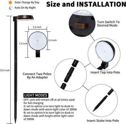 BROICS Solar Pathway Lights 450 Lumens Super Bright Solar Lights Outdoor IP65 Waterproof Solar Path Lights 2-In-1 Warm White and Daylight Solar Landscape Lights for Walkway Yard Lawn (4 Pack) Apparel & Accessories > Jewelry > Body Jewelry BROICS   