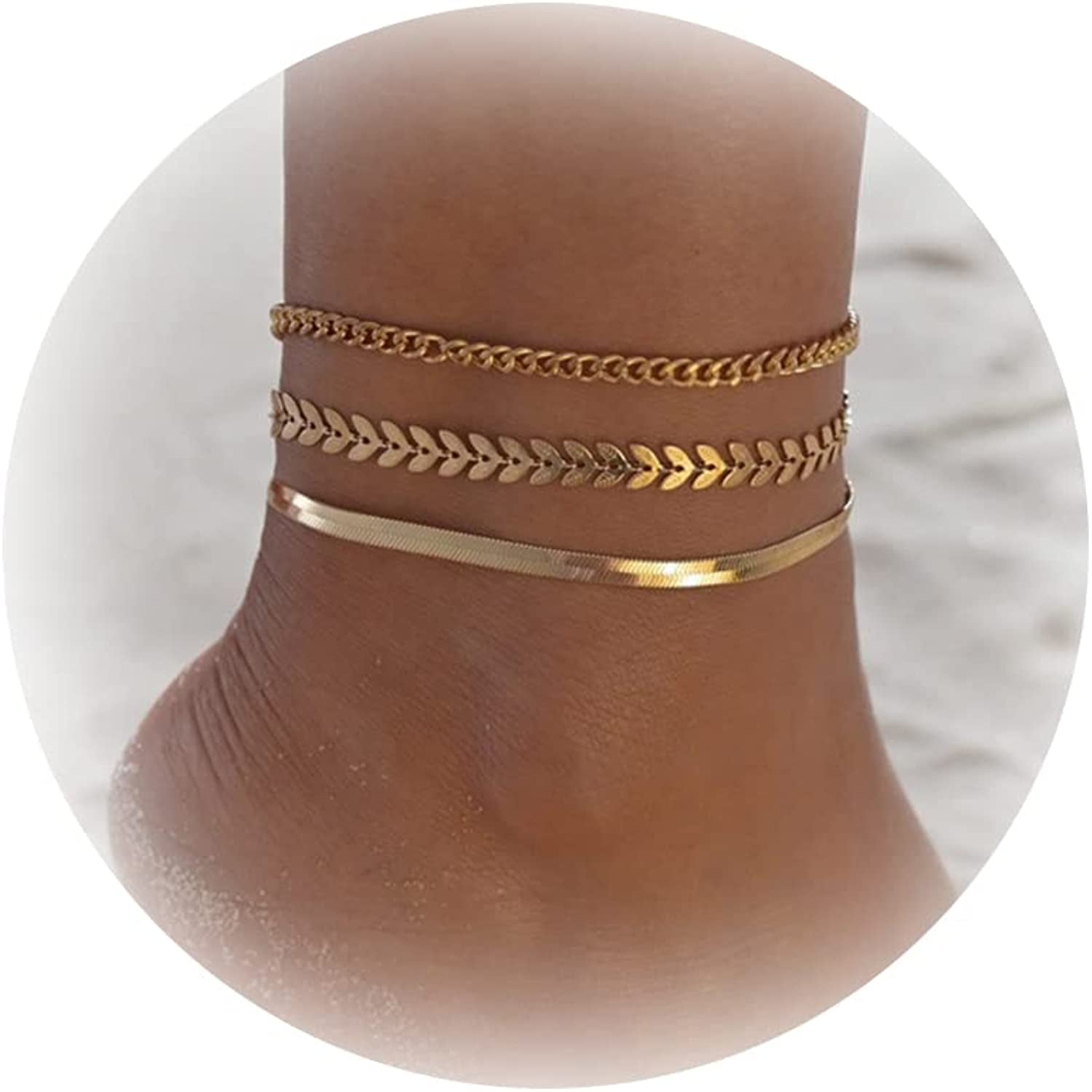 Five Layered Anklet Bracelets for Women Silver Gold Beaded Chain Anklet for Teen Girls Boho Multi-Layered Anklet Bracelets Beach Foot Chain Jewelry Jewelry Gifts Apparel & Accessories > Jewelry > Anklets Dcfywl731 Layered Anklet bracelets for Women  