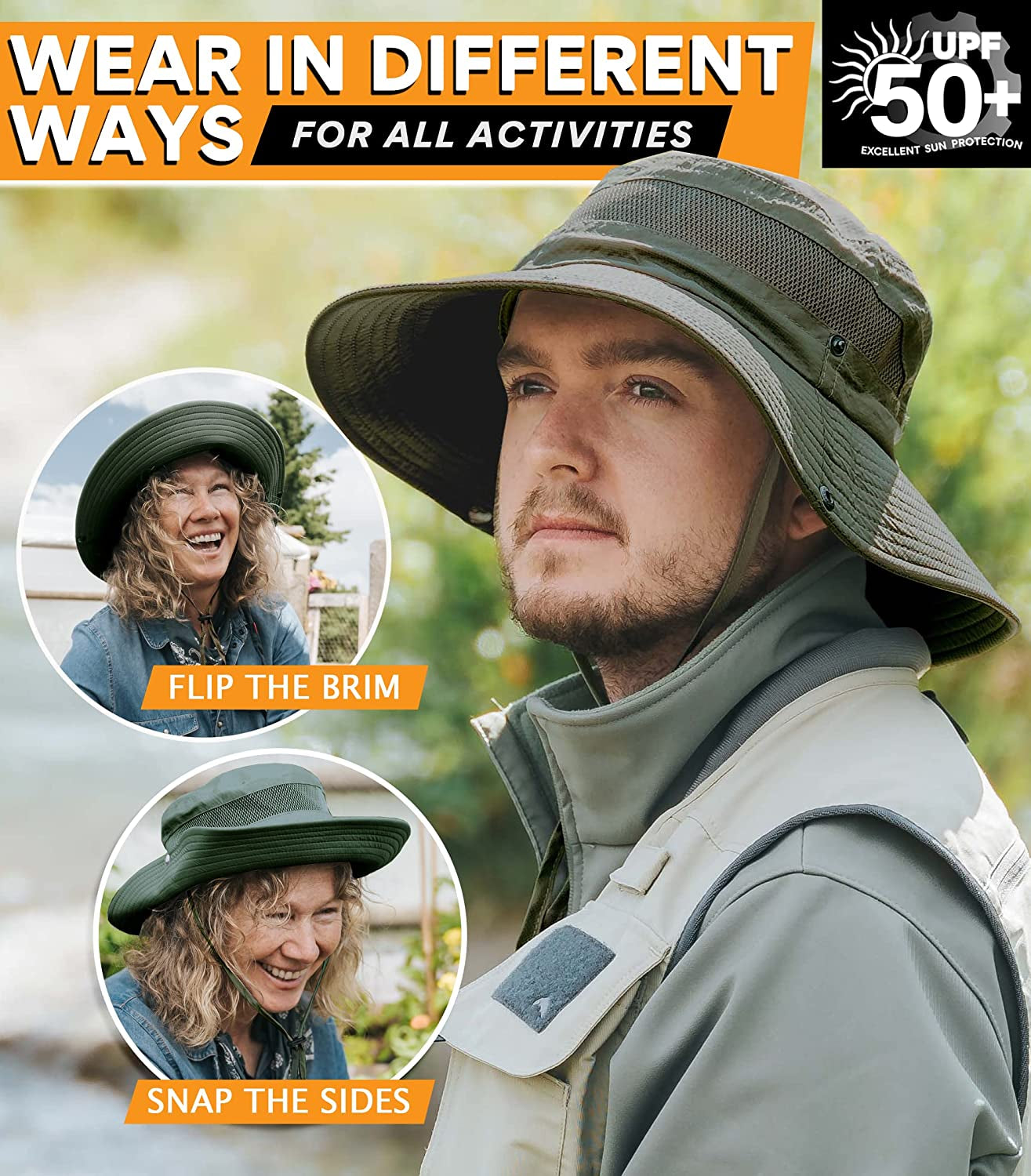 Geartop Wide Brim Sun Hat for Men and Women - Mens Bucket Hats with UV Protection for Hiking - Beach Hats for Women UPF 50+ Apparel & Accessories > Clothing Accessories > Hats GearTOP   