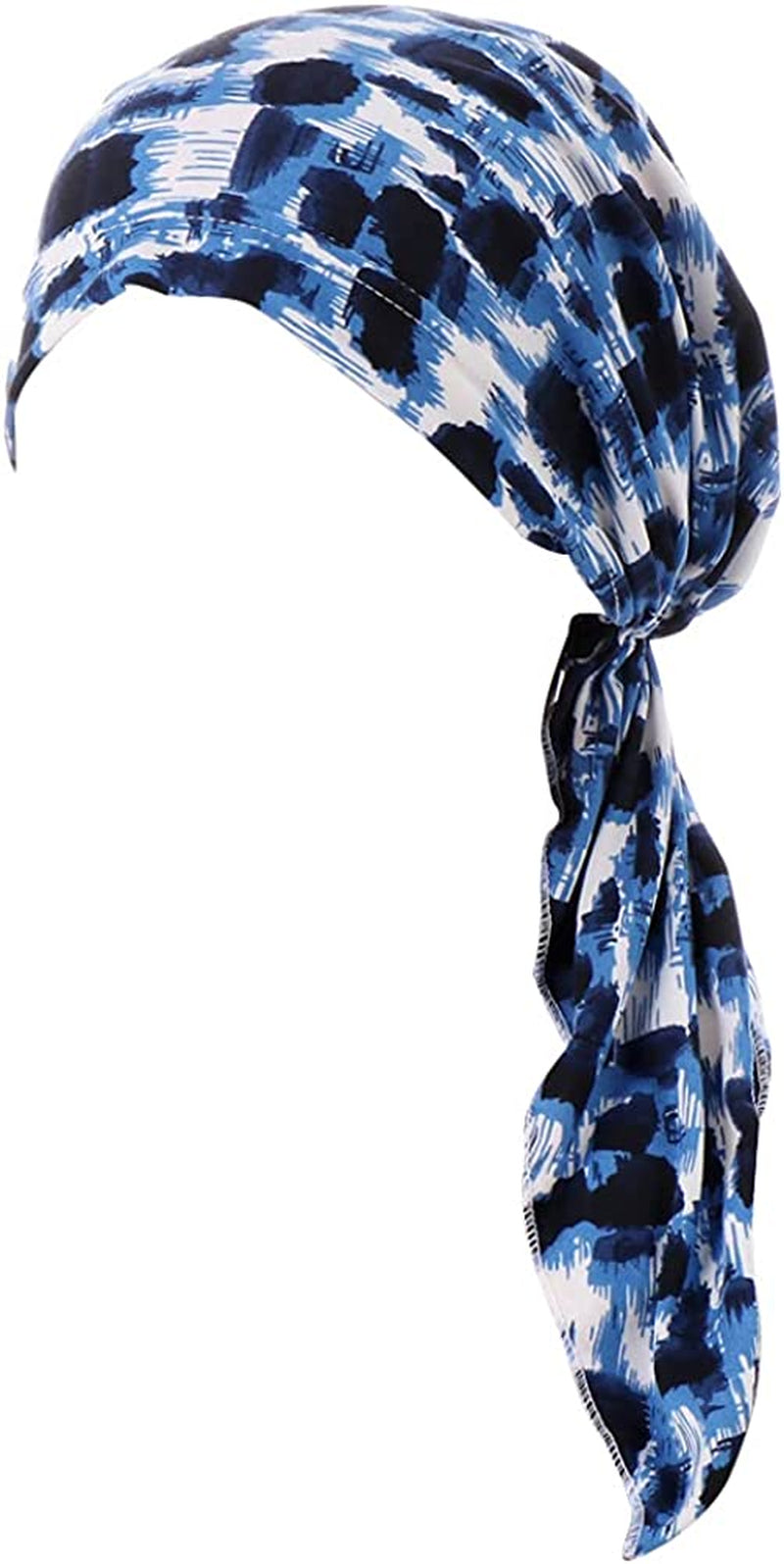 Fxhixiy Pre-Tied Bandana Turban Hat Chemo Cancer Headscarf Headwraps Headwear for Women Hair Cover Hat Apparel & Accessories > Clothing Accessories > Bandanas & Headties Fxhixiy Blue Leopard  