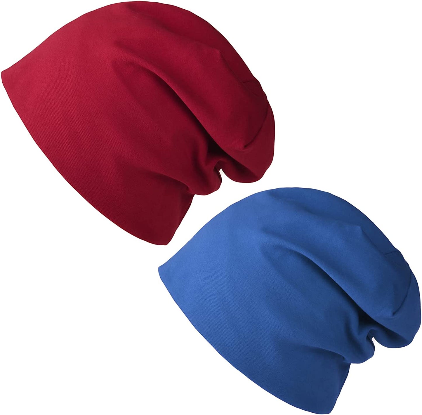 FURTALK Beanie for Womens Men Slouchy Cotton Beanies Summer Soft Skull Cap Lightweight Chemo Headwear Apparel & Accessories > Clothing Accessories > Headwear KYLIE MAX Wine Red +Blue  