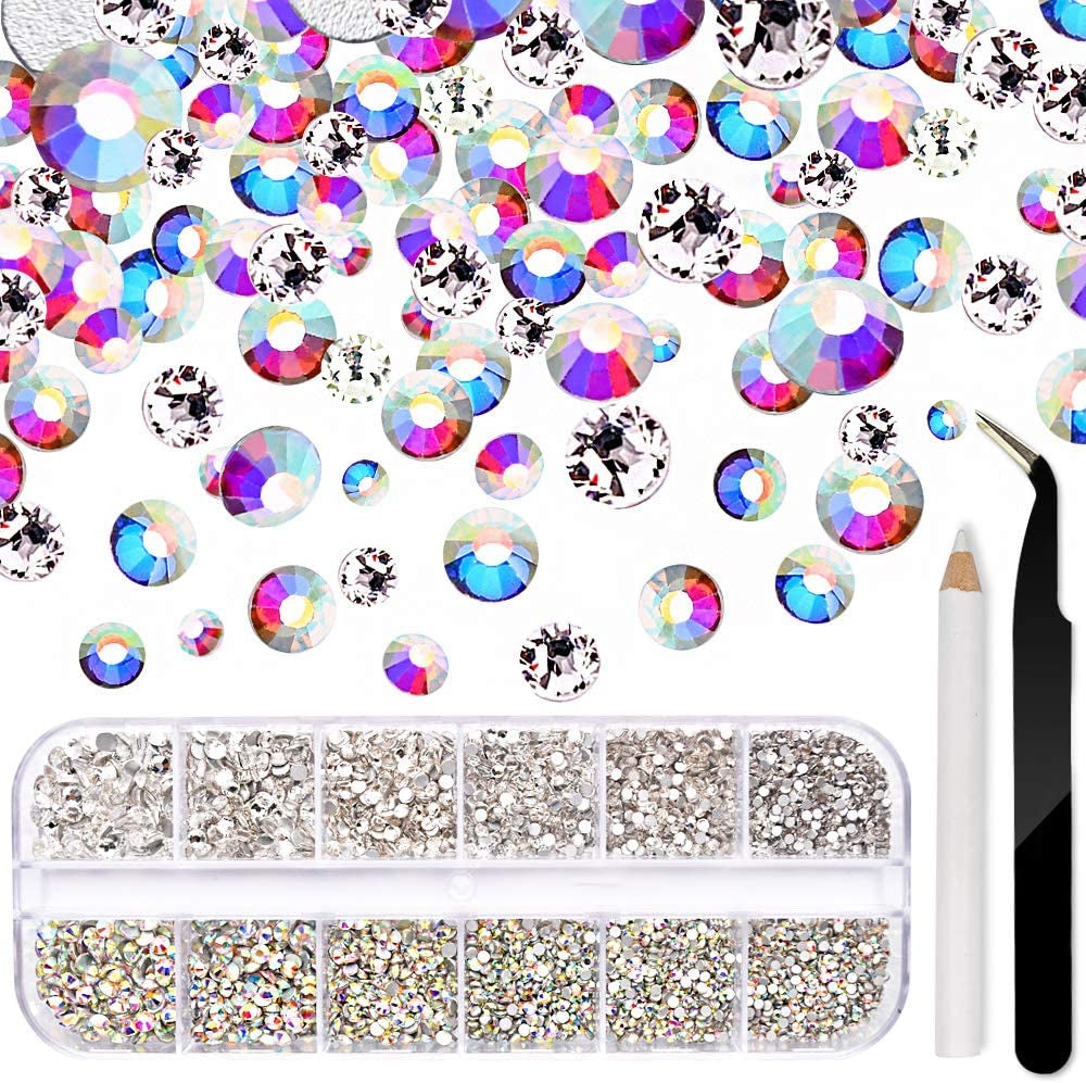 Molisaka Black Nail Art Rhinestones, Glass Flat Back Rhinestones for Nails Decorations, Bling Crystals Nail Gems for Nail Design, 3D Nail Jewels Set with Rhinestone Picker Tools (2320Pcs) Health & Beauty > Personal Care > Cosmetics > Cosmetic Tools > Nail Tools Molisaka AB+Clear  