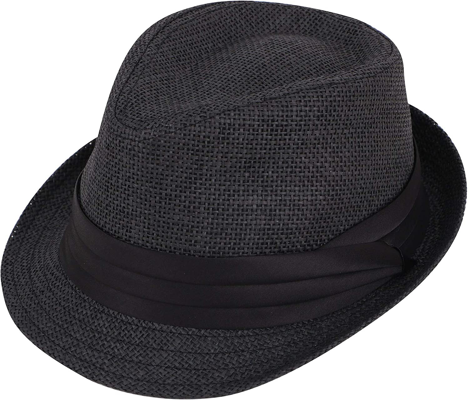 Simplicity Fedora for Men Women Unisex Men'S Women'S Classic Manhattan Structured Gangster Trilby Fedora Hat Apparel & Accessories > Clothing Accessories > Hats Simplicity Black Small-Medium 