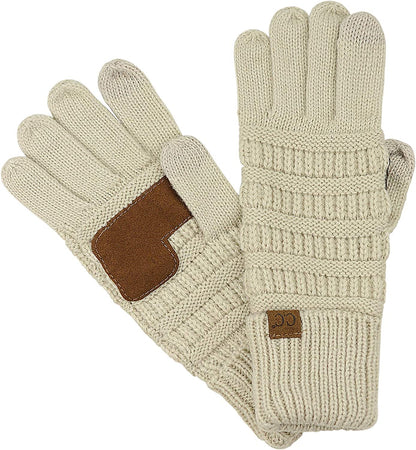 C.C Unisex Cable Knit Inner Lined Anti-Slip Touchscreen Texting Gloves Apparel & Accessories > Clothing Accessories > Gloves & Mittens C.C Beige  