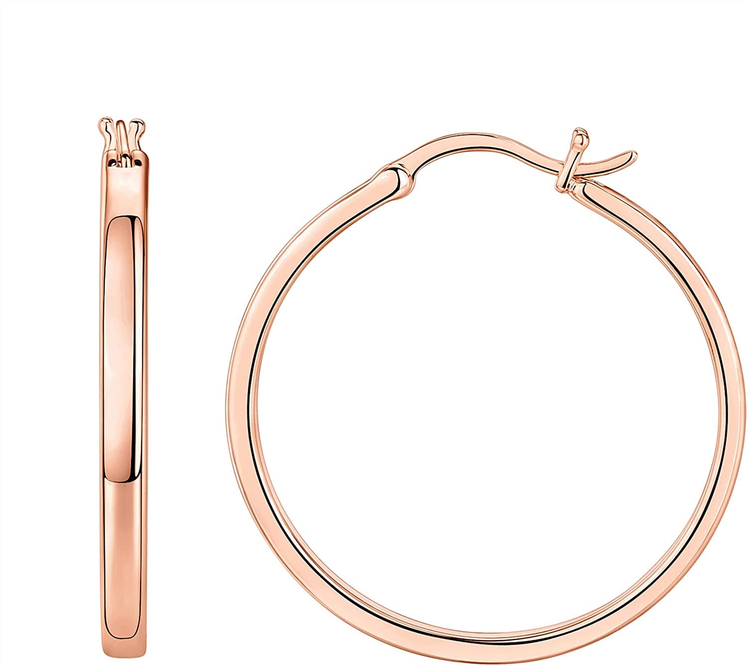 PAVOI 14K Gold Plated 925 Sterling Silver Post Lightweight Hoops | 20Mm - 30Mm | Gold Hoop Earrings for Women Apparel & Accessories > Jewelry > Earrings PAVOI Plated - Rose 30.0 Millimeters 