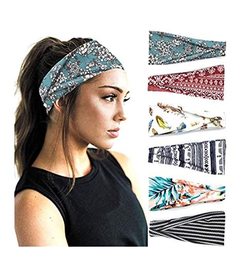 PLOVZ 6 Pack Women'S Yoga Running Headbands Sports Workout Hair Bands (Set 10) Apparel & Accessories > Clothing Accessories > Bandanas & Headties PLOVZ Set 10  