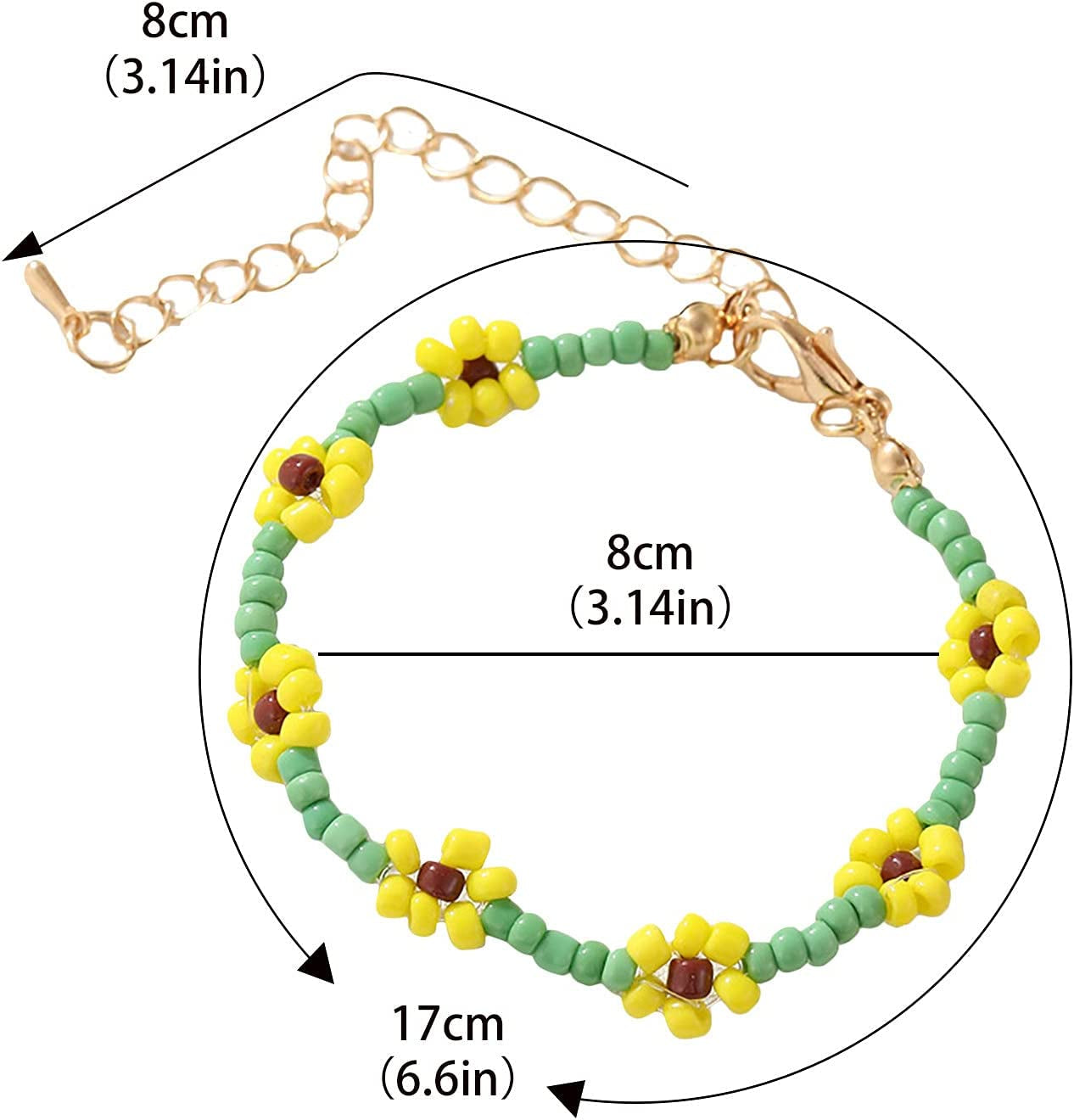 Cute Beaded Anklets for Women Colorful Flower Charm Surfer Ankle Bracelets Stretchy Water-Proof Boho Beach Jewelry for Teen Girls Mom Birthday (D, One Size) Apparel & Accessories > Jewelry > Anklets Generic   