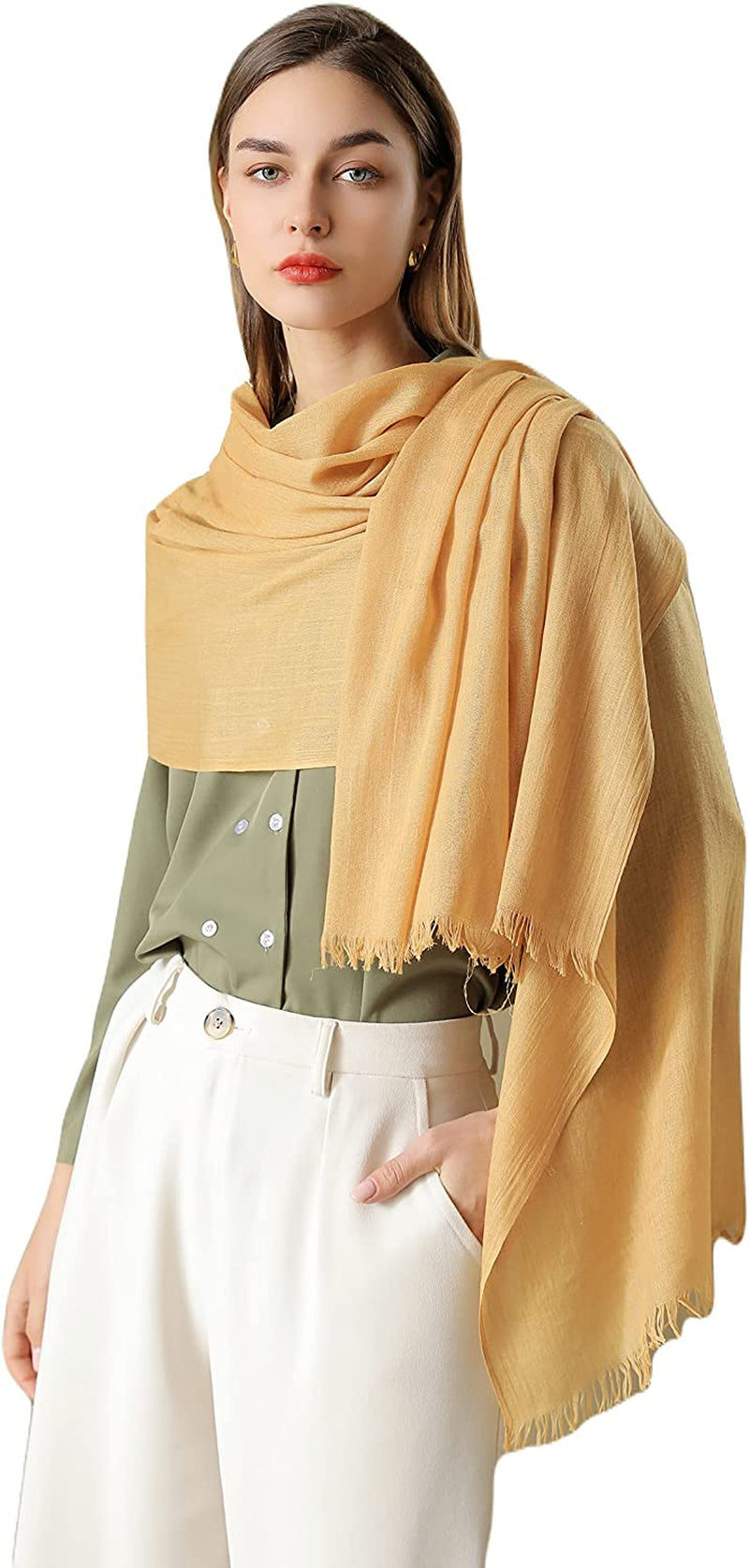 Jeelow Cotton Feel Scarf Shawl Wrap Soft Lightweight Scarves and Wraps for Men Women Apparel & Accessories > Clothing Accessories > Scarves & Shawls Jeelow   