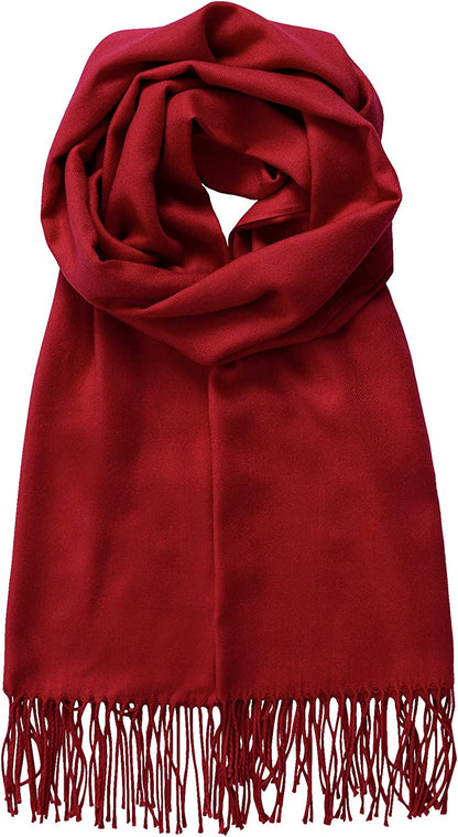 Made by Johnny Unisex Large Lightweight Soft Silky Real Cashmere Shawl Wrap Scarf Apparel & Accessories > Clothing Accessories > Scarves & Shawls Made By Johnny Wsk2091_wine One_Size 