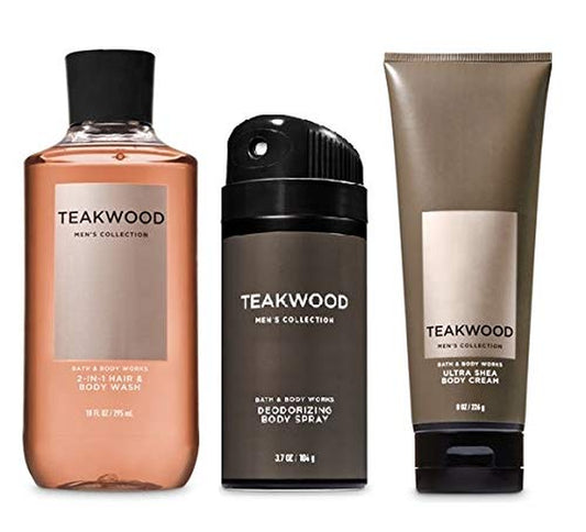 BATH and BODY WORKS, GIFT SET TEAKWOOD for MEN ~ BODY WASH ~ BODY CREAM and DEODORIZING BODY SPRAY- FULL SIZE Health & Beauty > Personal Care > Cosmetics > Bath & Body Bath & Body Works   