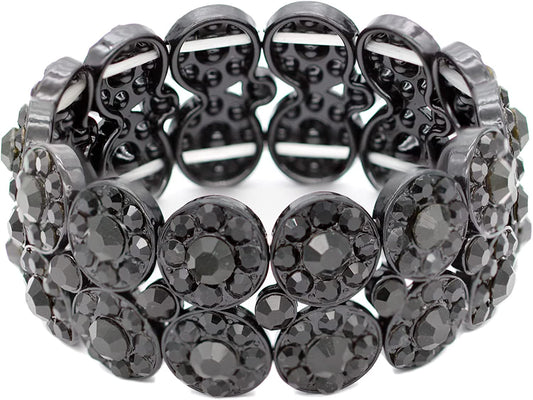 Lavencious 2 Rows Rhinestone Stretch Bracelet Evening Party Jewelry 7” Apparel & Accessories > Jewelry > Bracelets Impression Costume Jewelry Inc Jet Black  