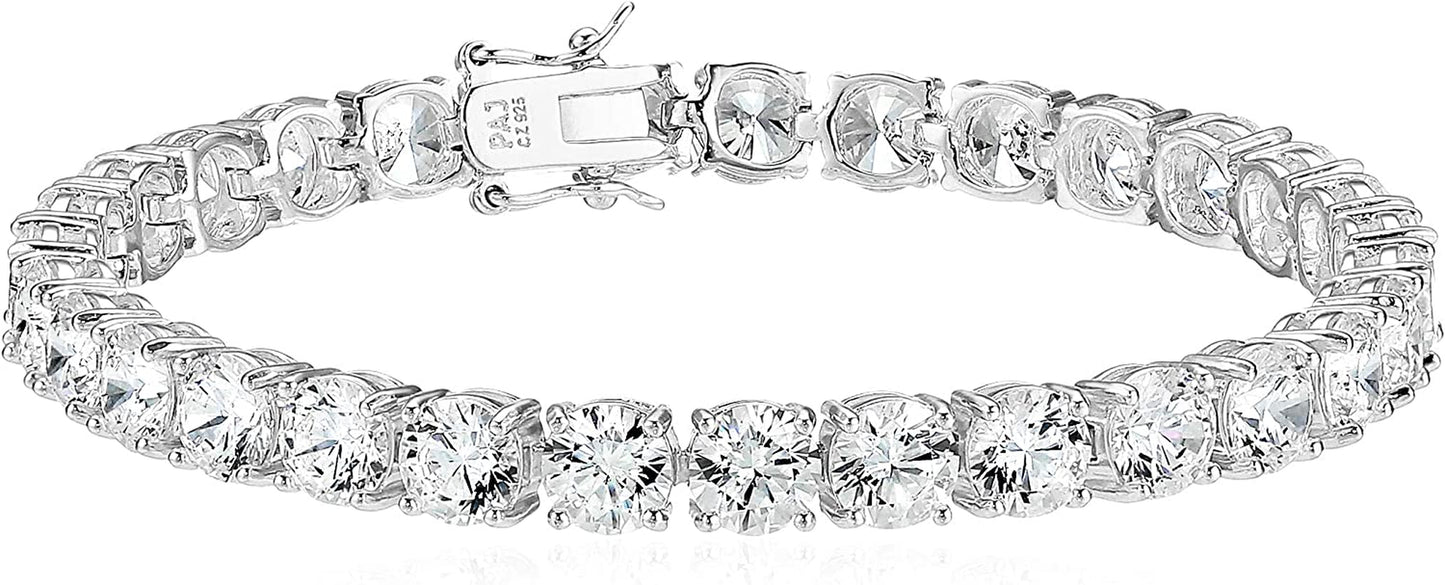 Essentials Plated Sterling Silver round Cut Cubic Zirconia Tennis Bracelet Apparel & Accessories > Jewelry > Bracelets KYLIE MAX Platinum Plated Sterling Silver 6mm 7.25" length