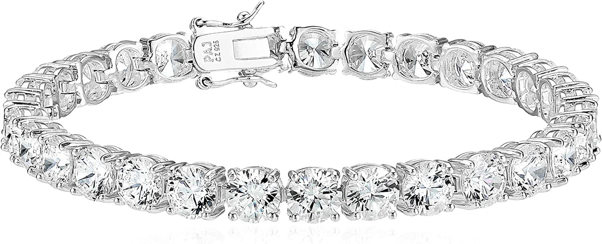 Essentials Plated Sterling Silver round Cut Cubic Zirconia Tennis Bracelet Apparel & Accessories > Jewelry > Bracelets KYLIE MAX Platinum Plated Sterling Silver 6mm 7.25" length