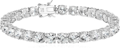 Essentials Plated Sterling Silver round Cut Cubic Zirconia Tennis Bracelet Apparel & Accessories > Jewelry > Bracelets KYLIE MAX Platinum Plated Sterling Silver 6mm 7.25" length