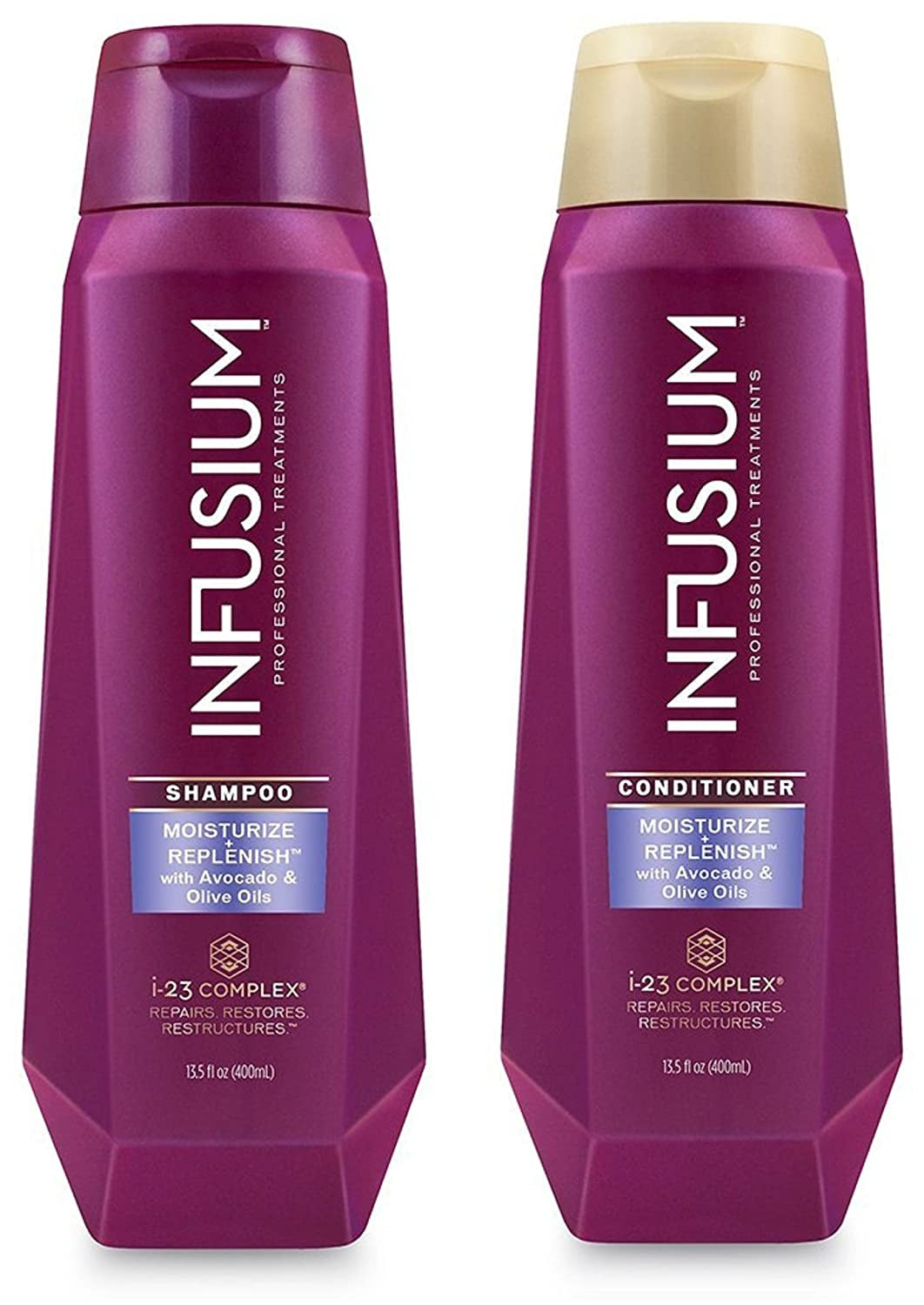 Infusium Professional Treatments Haircare - Moisturize + Replenish with Avocado & Olive Oils - Shampoo & Conditioner Set - Net Wt. 13.5 FL OZ (400 Ml) per Bottle - One Set Health & Beauty > Personal Care > Hair Care Infusium   