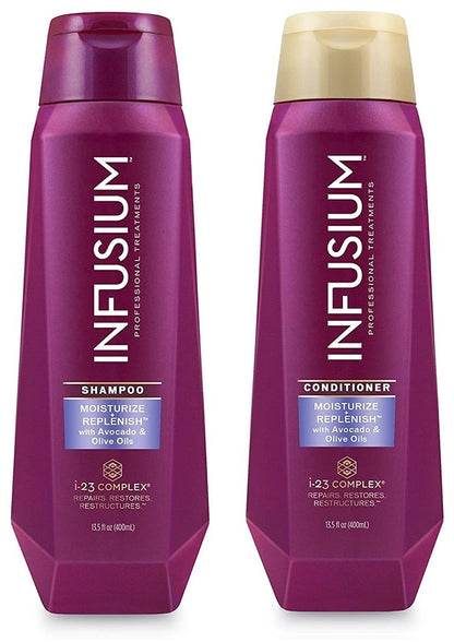 Infusium Professional Treatments Haircare - Moisturize + Replenish with Avocado & Olive Oils - Shampoo & Conditioner Set - Net Wt. 13.5 FL OZ (400 Ml) per Bottle - One Set Health & Beauty > Personal Care > Hair Care Infusium   