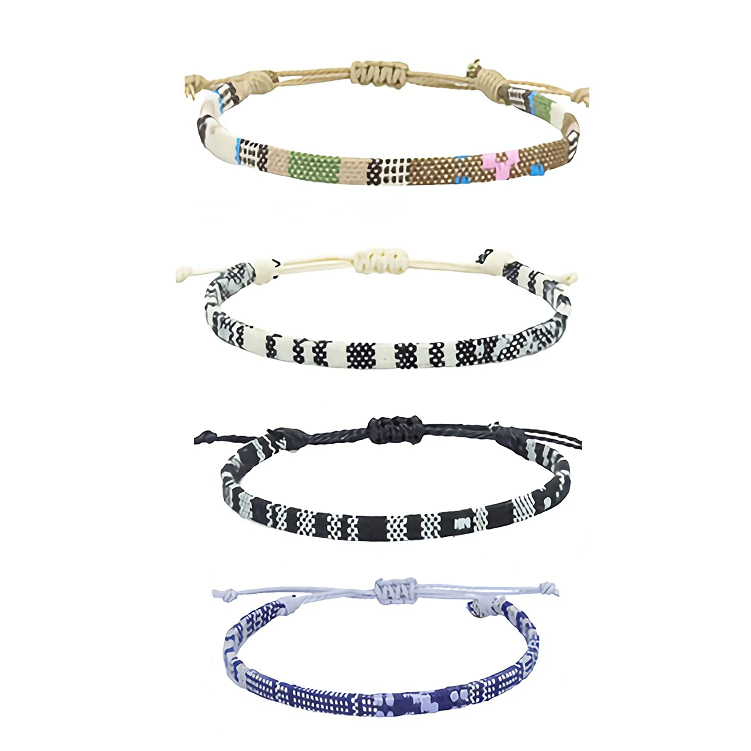 Bracelets for Men-2 Surfer Beach Bracelet Set-Holiday Gift-Hand Made Boho Bracelets -Outdoor Sports Men'S and Women'S Anklet -Ethnic Hippie Style Accessories Apparel & Accessories > Jewelry > Bracelets MEINESQIS black+blue+white+brown  