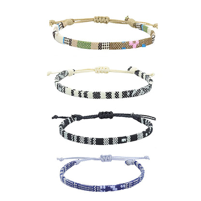 Bracelets for Men-2 Surfer Beach Bracelet Set-Holiday Gift-Hand Made Boho Bracelets -Outdoor Sports Men'S and Women'S Anklet -Ethnic Hippie Style Accessories Apparel & Accessories > Jewelry > Bracelets MEINESQIS black+blue+white+brown  
