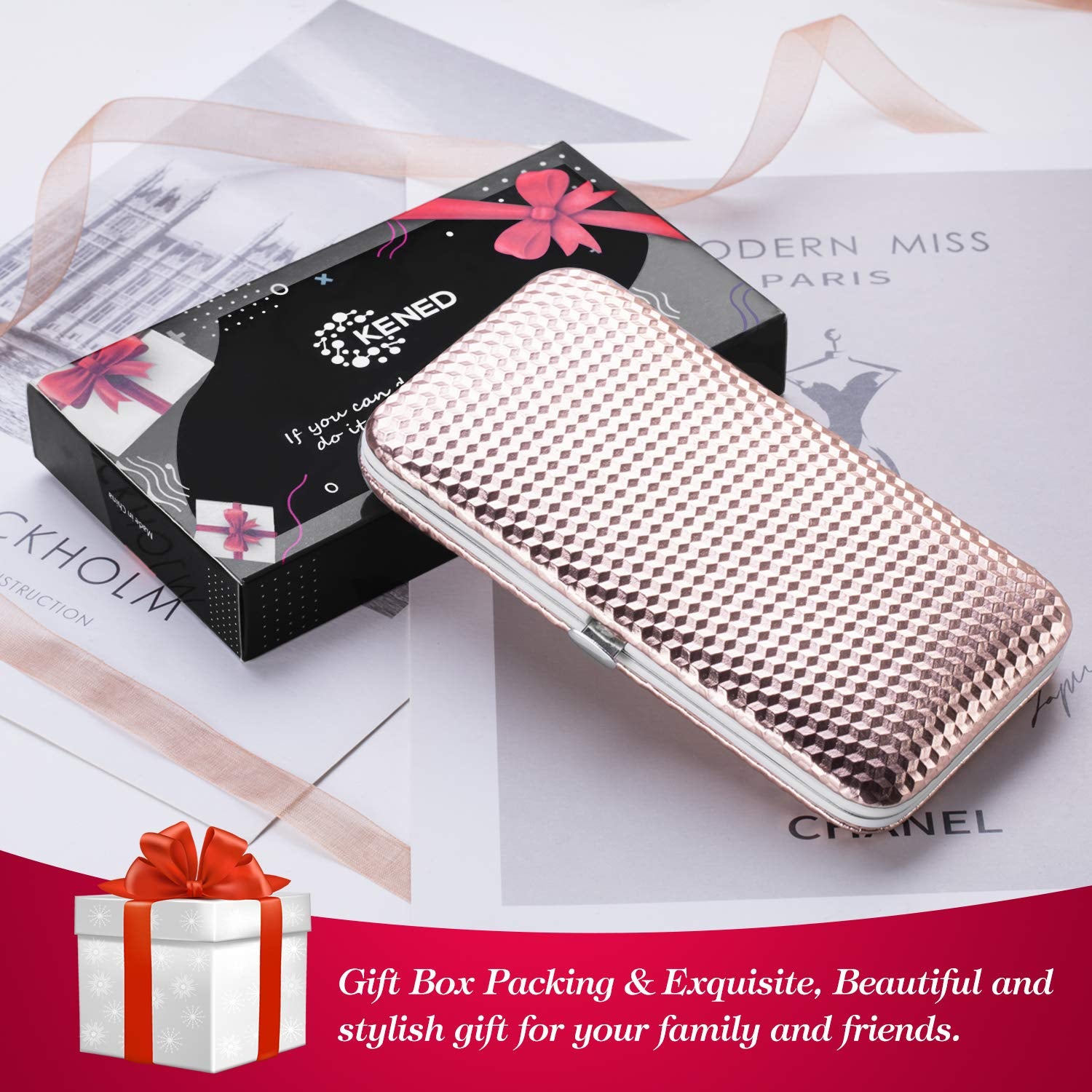 Nail Grooming Kit 12 Pieces - Nail Care Kit for Women Stainless Steel, Professional Hand, Foot & Nail Tools with Luxurious Travel Case. Compact 6X3" (Rose Gold) Health & Beauty > Personal Care > Foot Care KENED   
