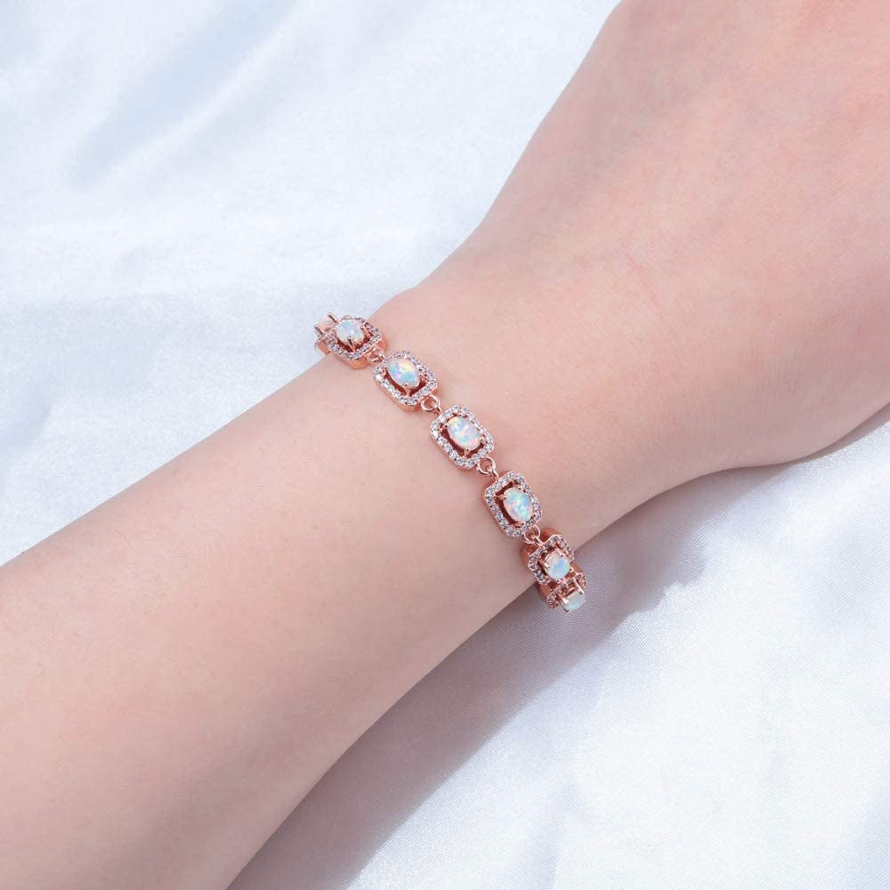 Cinily Adjustable Fire Opal Bracelets for Women Girls White Gold/Rose Gold Plated Gemstone Bracelet Opal Jewelry Gifts Apparel & Accessories > Jewelry > Bracelets Shenzhen Xi En Jewelry co.,ltd   
