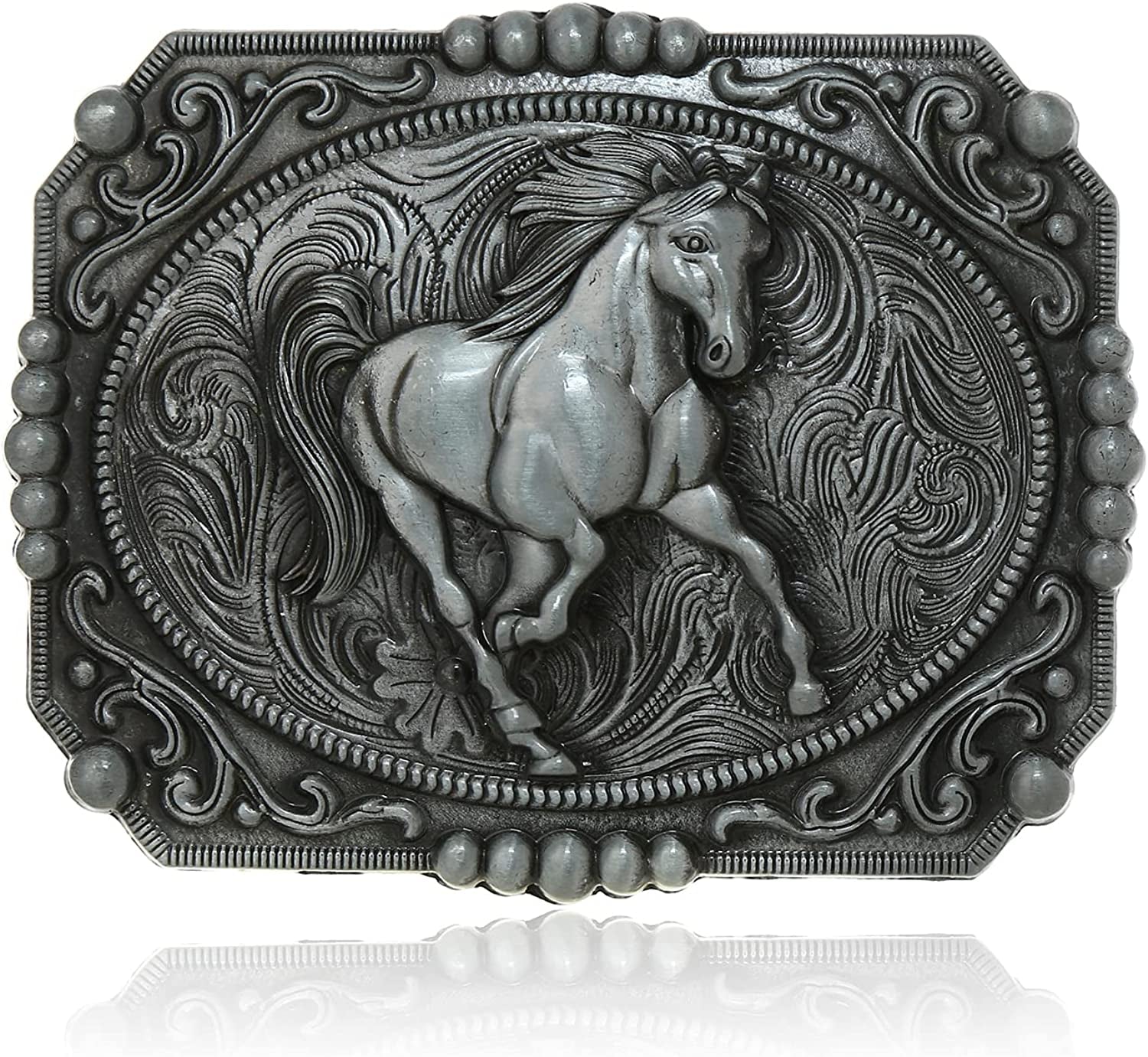 KDG Western Cowboy Gold Belt Buckle for Man Eagle Running Horse Bull Heads Texas Buckle Apparel & Accessories > Clothing Accessories > Belt Buckles KDG S Horse 01  