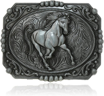 KDG Western Cowboy Gold Belt Buckle for Man Eagle Running Horse Bull Heads Texas Buckle Apparel & Accessories > Clothing Accessories > Belt Buckles KDG S Horse 01  