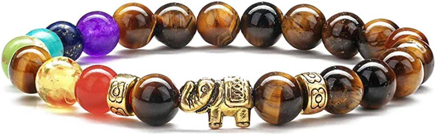 Gifts for Women Elephant Bracelet, 8Mm Natural White Howlite Bracelets for Women Men Stress Relief Yoga Bracelet Bead Bracelets for Women Elephant Gifts for Women Girls Apparel & Accessories > Jewelry > Bracelets M MOOHAM Tiger Eye  