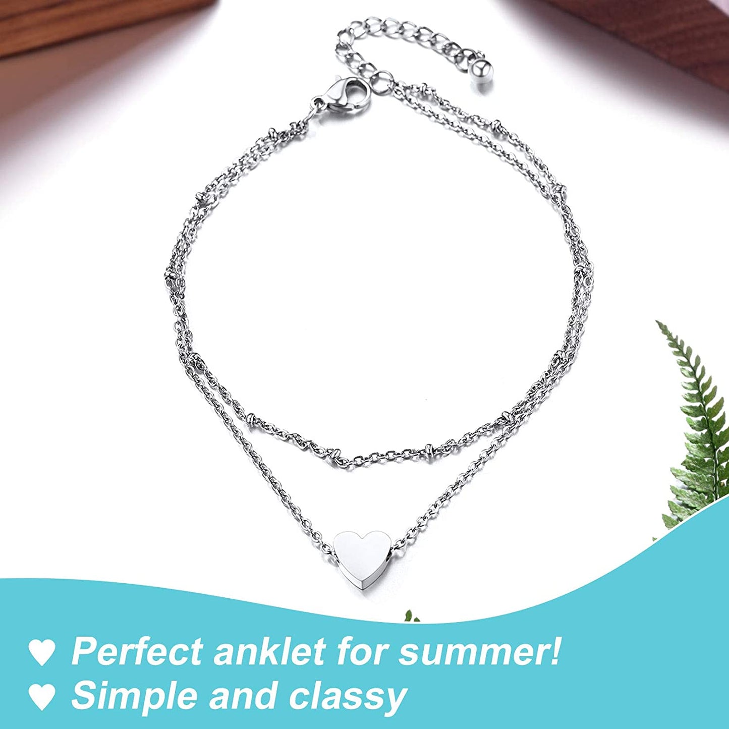 Chainspro Womens S925 Sterling Silver Adjustable Anklet, Heart/Moon/Handcuff Ankle Bracelet,Summer Foot Jewelry, Stainless Steel/Gold Plated(Send Gift Box) Apparel & Accessories > Jewelry > Anklets ChainsPro   