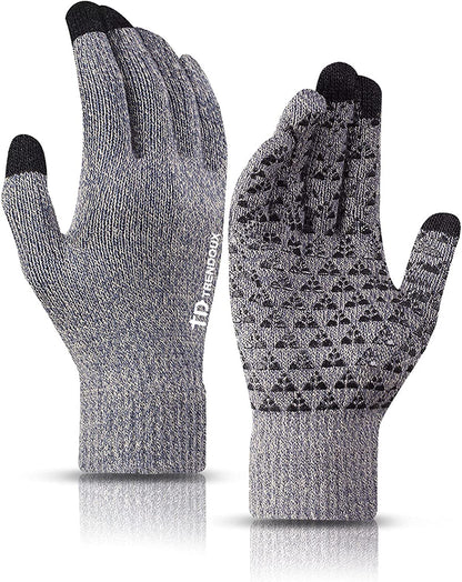 TRENDOUX Winter Gloves for Men Women - Upgraded Touch Screen Anti-Slip Silicone Gel - Elastic Cuff - Thermal Soft Knit Lining Apparel & Accessories > Clothing Accessories > Gloves & Mittens TRENDOUX Light Gray Large 