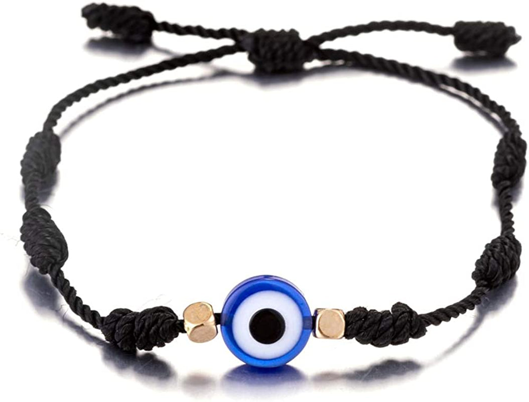 Handmade String Evil Eye Bracelet for Women Men Girls Boys Black Red Thread Adjustable Bracelets Minimalist Jewelry Apparel & Accessories > Jewelry > Bracelets kelistom 05. black 7 knots  